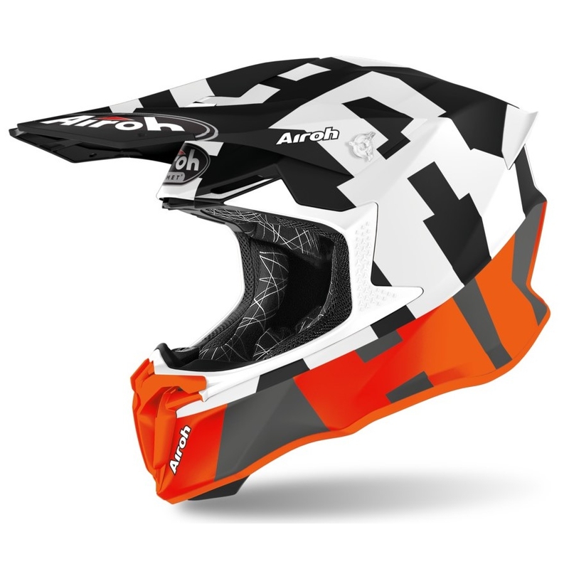Motokrosová prilba Airoh Twist 2.0 Frame čierno-bielo-oranžová
