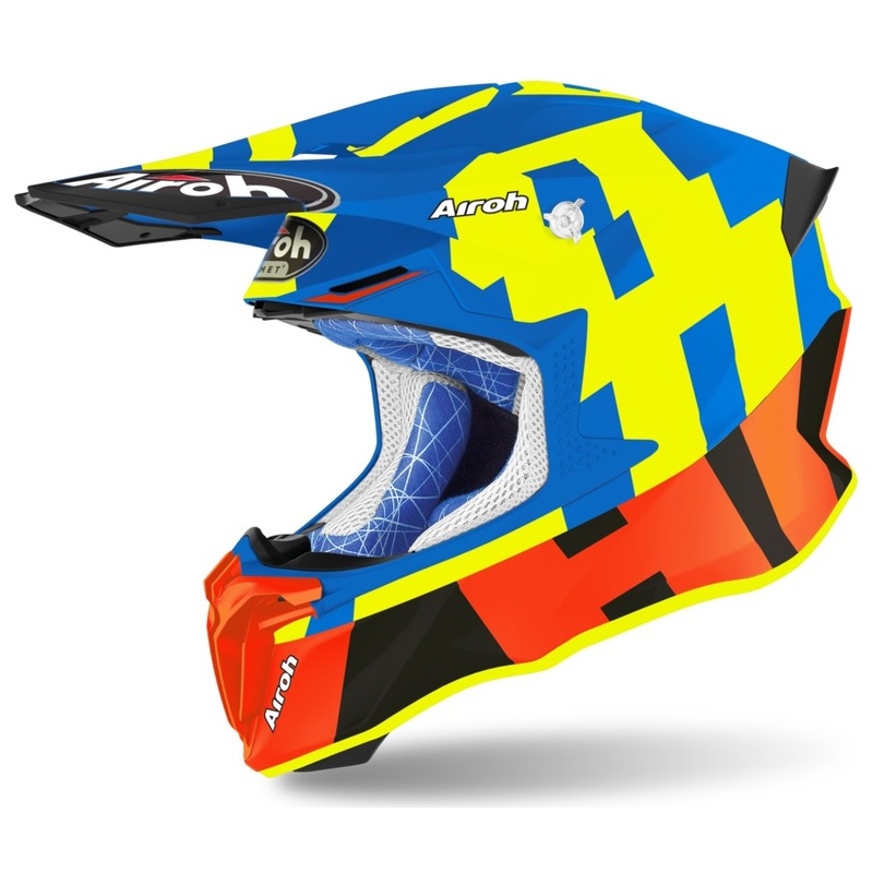Motokrosová prilba Airoh Twist 2.0 Frame modro-oranžovo-fluo žltá