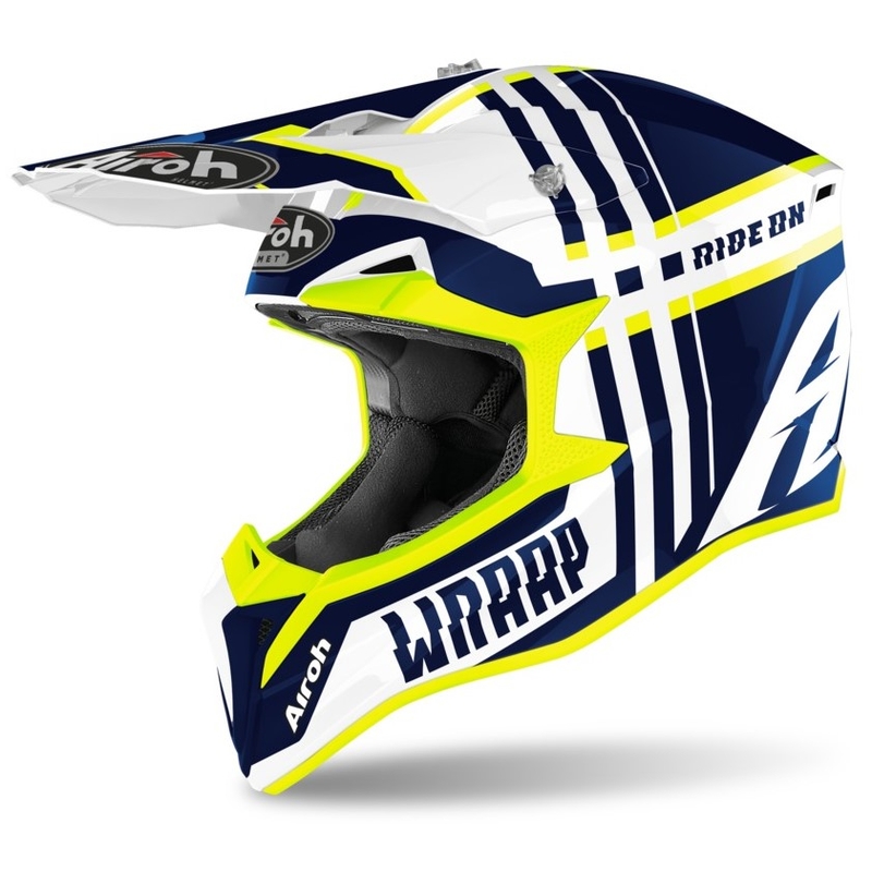 Motokrosová prilba Airoh Wraap Broken modro-bielo-fluo žltá