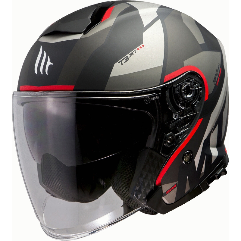 Otvorená prilba na motocykel MT Thunder 3 SV Bow čierno-šedo-červená