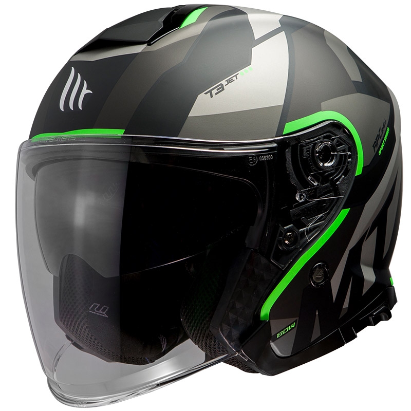 Otvorená prilba na motocykel MT Thunder 3 SV Bow čierno-šedo-fluo zelená výpredaj
