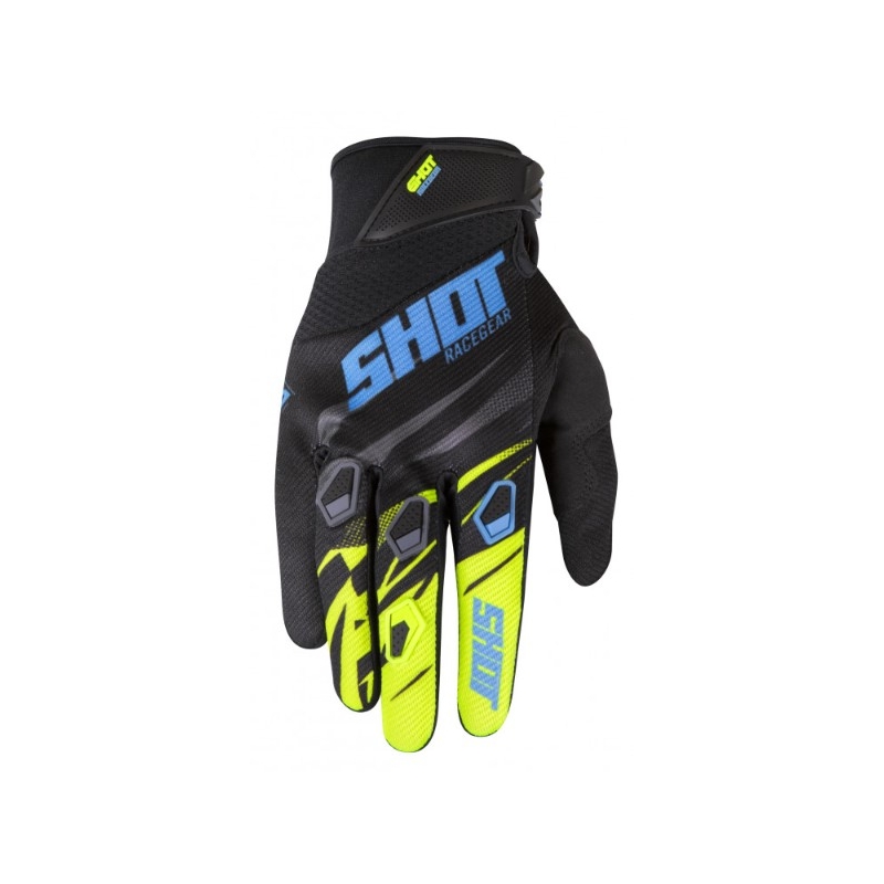 Detské motokrosové rukavice Shot Devo Ventury čierno-modro-fluo žlté výpredaj