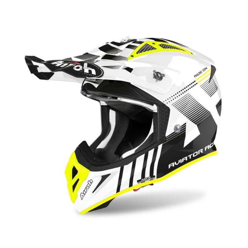 Motokrosová prilba Airoh Aviator Ace Nemesi bielo-čierno-fluo žltá výpredaj
