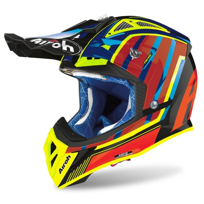 Motokrosová prilba Airoh Aviator Glow 2.3 AMS2 žlto-červeno-oranžová