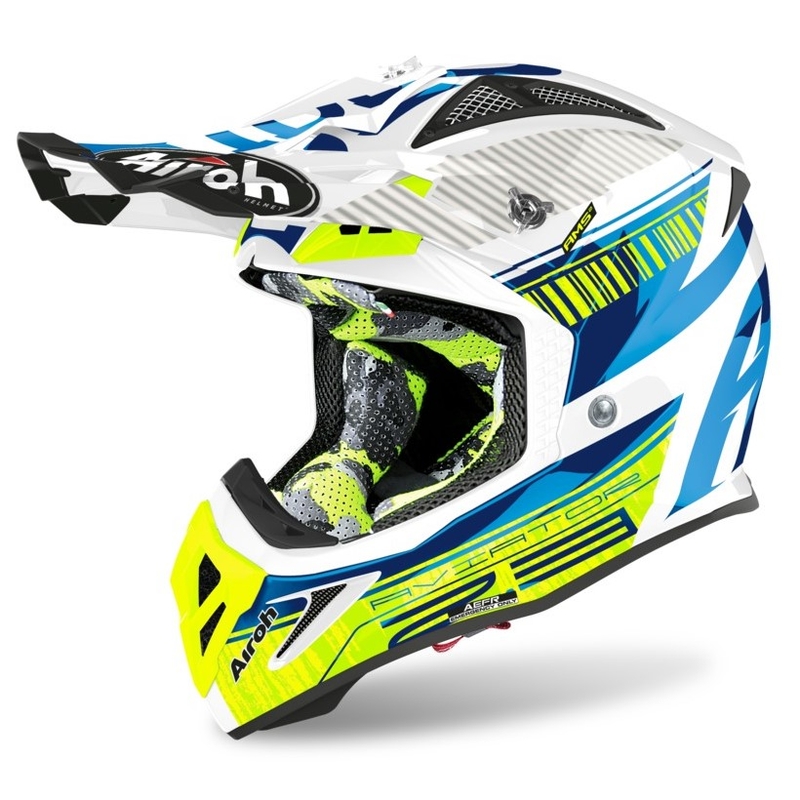 Motokrosová prilba Airoh Aviator Novak 2.3 AMSS modro-fluo žltá