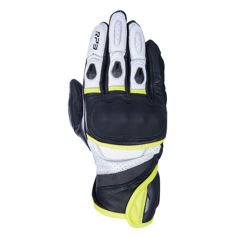Rukavice na motocykel Oxford RP-3 2.0 čierno-bielo-fluo žlté