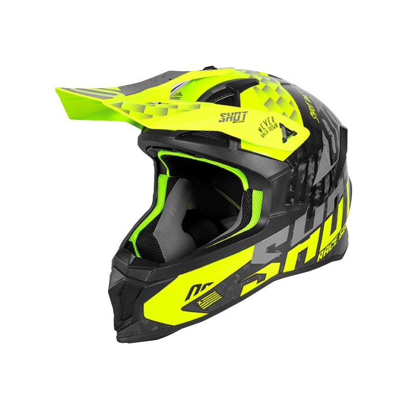 Motokrosová prilba Shot Lite Rush Carbon čierno-šedo-fluo žltá