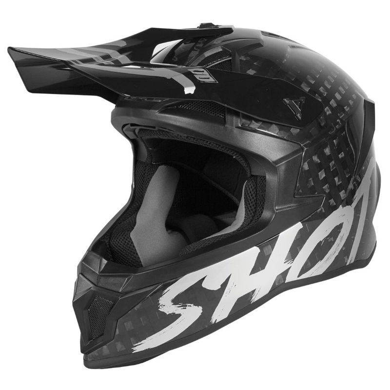 Motokrosová prilba Shot Lite Uni Solid Carbon čierno-strieborná výpredaj