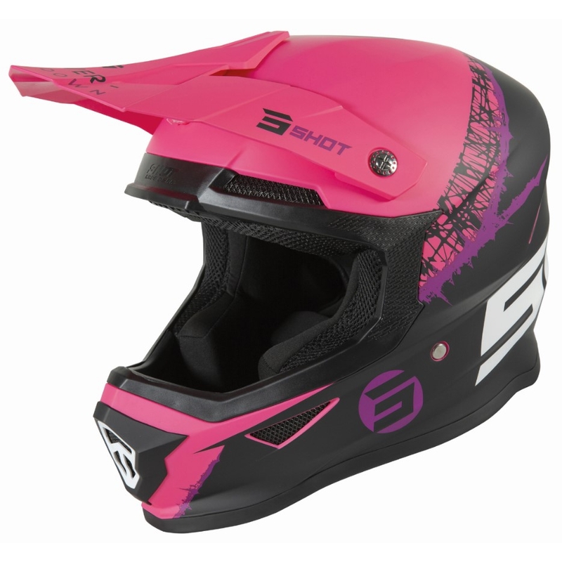 Motokrosová prilba Shot Furious Storm čierno-fuchsiová výpredaj