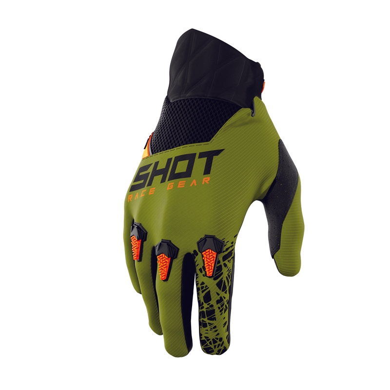 Motocrossové rukavice Shot Devo Storm čierno-khaki zelené výpredaj