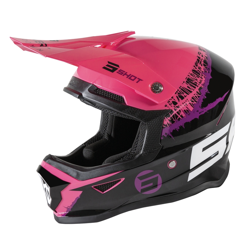 Detská motokrosová prilba Shot Furious Storm čierno-ružovo-fialová výpredaj
