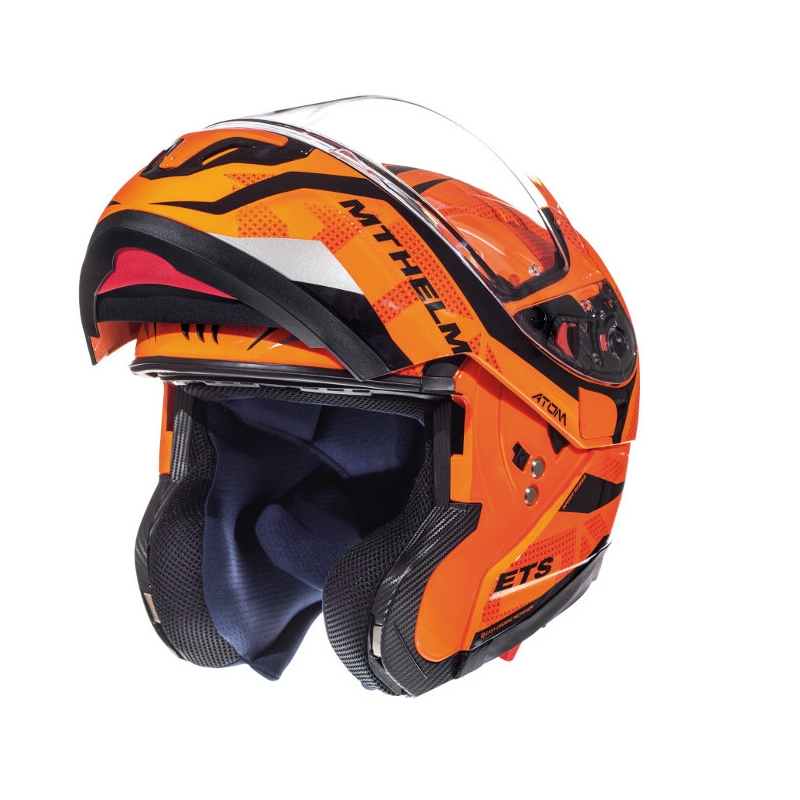 Vyklápacia prilba na motorku MT Atom Divergencia fluo oranžová výpredaj