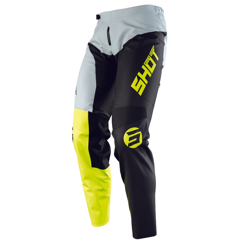 Detské motokrosové nohavice Shot Devo Storm čierno-šedo-fluo žlté výpredaj