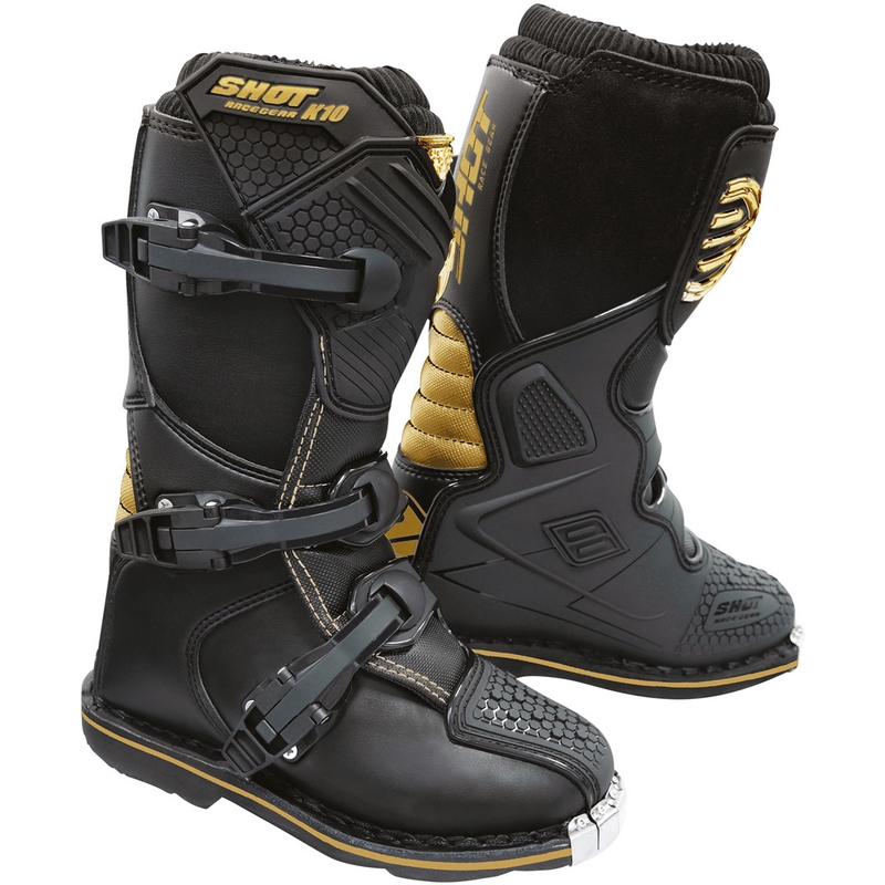 Detské čižmy na motocykel Shot K10 2.0 čierno-zlaté výpredaj