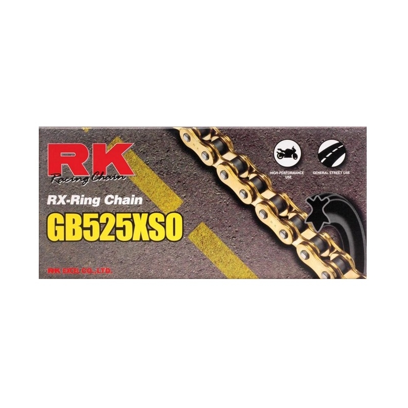 Reťaz RK 525 XSO 130 článkov X-krúžky zlatý