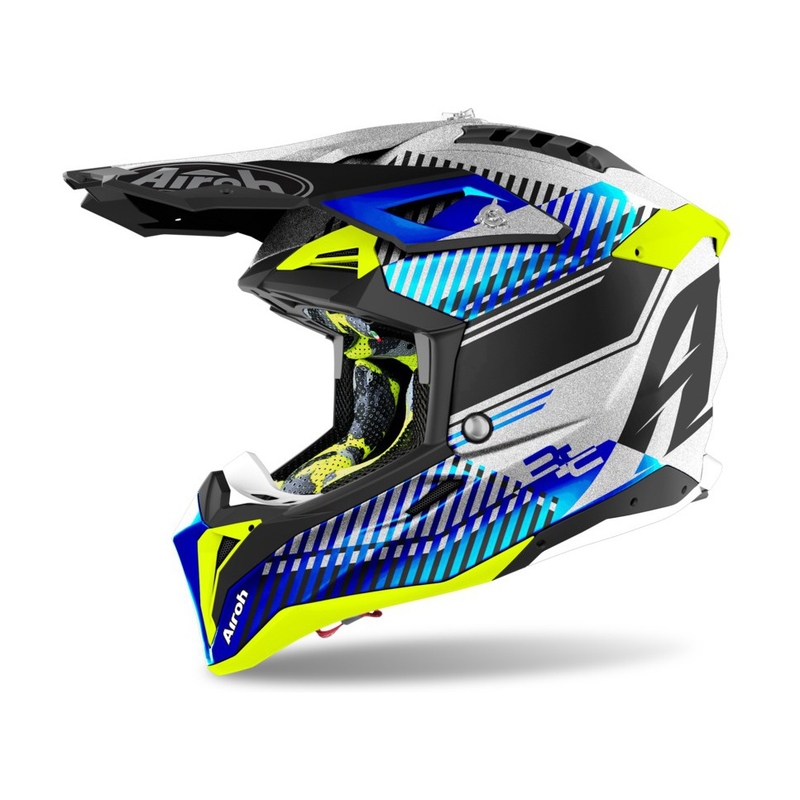Motokrosová prilba Airoh Aviator 3.0 Wave 2022 bielo-modro-fluo žltá výpredaj