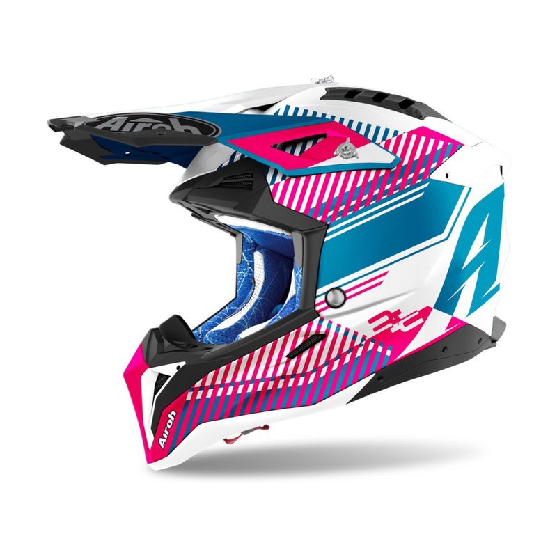 Motokrosová prilba Airoh Aviator 3.0 Wave 2022 bielo-modro-ružová