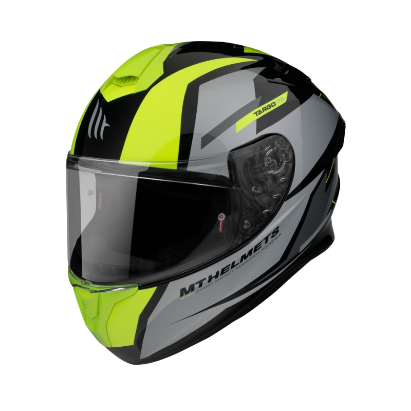 Integrálna prilba na motocykel MT FF106 Pre Targo Pro Sound čierno-sivo-fluo žltá