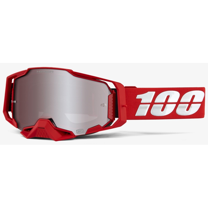 Motokrosové okuliare 100% ARMEGA červenej (strieborné plexi)