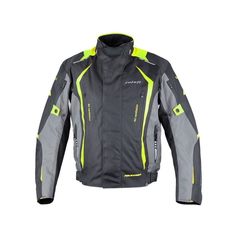 Bunda na motocykel Roleff Olpe čierno-sivo-fluo žltá