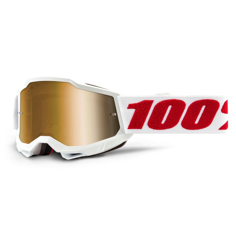 Detské motokrosové okuliare 100% ACCURI 2 biele (zlaté plexi)