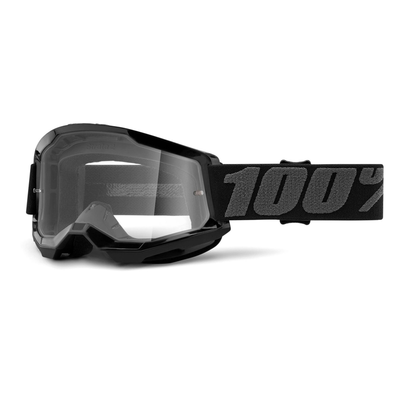 Motokrosové okuliare 100% STRATA 2 čierné (číre plexi)