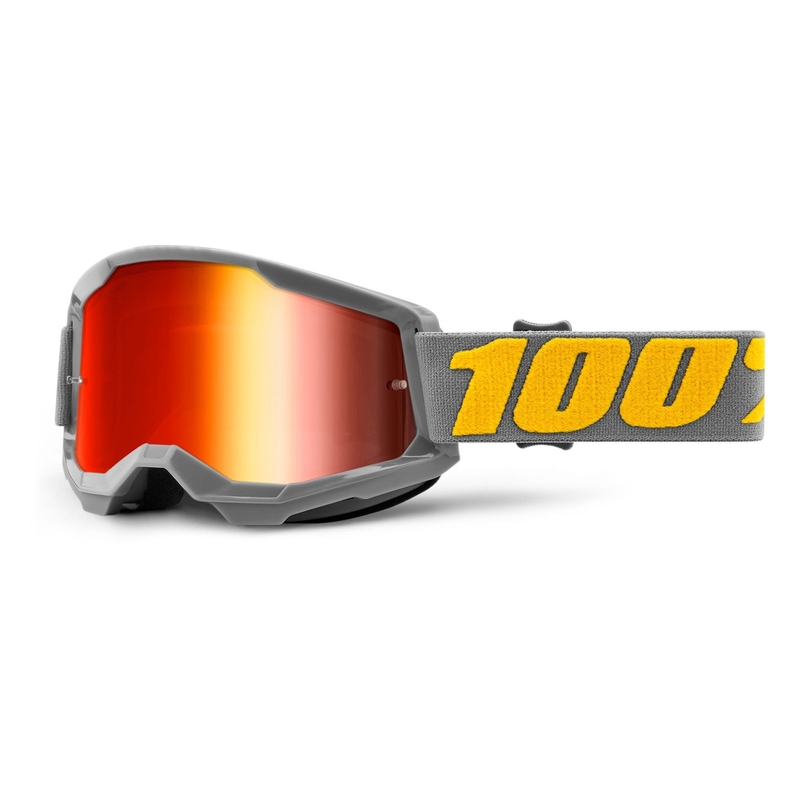 Motokrosové okuliare 100% STRATA 2 Izipizi sivé (červené zrkadlové plexi)