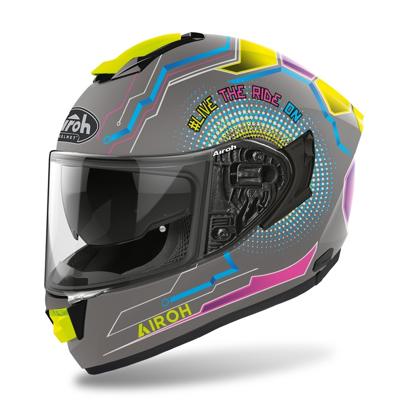 Integrálna prilba na motocykel Airoh ST.501 Power 2022 šedo-modro-ružovo-fluo žltá matná výpredaj