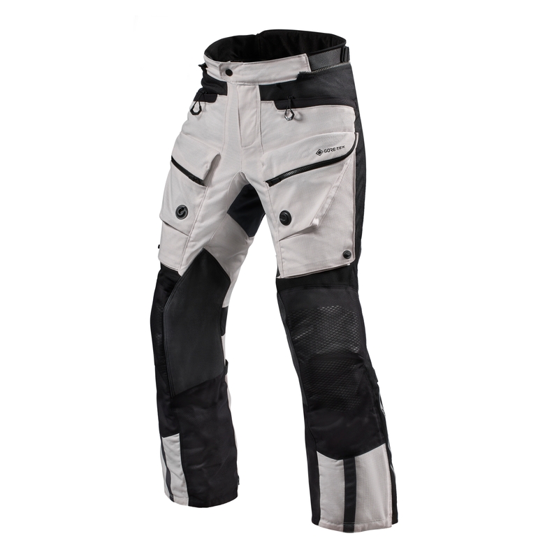 Nohavice na motocykel Revit Defender 3 GTX strieborno-čierne predĺženej