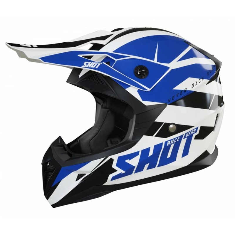Motokrosová prilba Shot Pulse Revenge čierno-bielo-modrá výpredaj