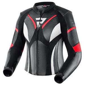 Dámska bunda na motocykel Rebelhorn Rebel čierno-bielo-fluo červená