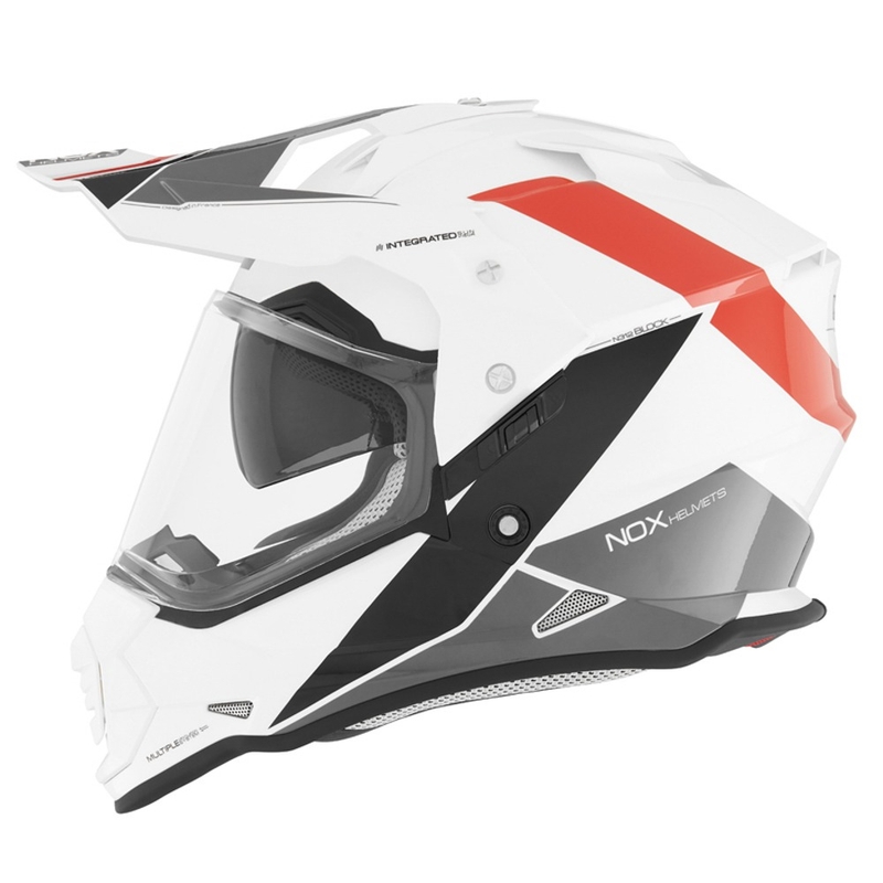 Enduro prilba NOX N312 BLOCK 2022 sivo-červeno-biela výpredaj