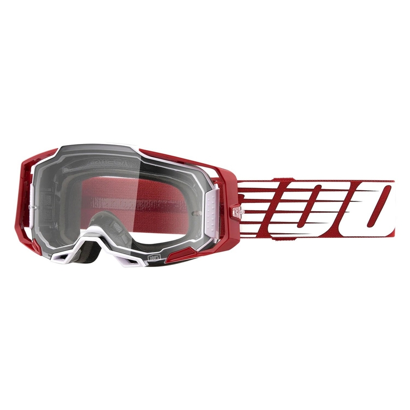 Motokrosové okuliare 100% ARMEGA Oversized Deep červené (číre plexi)