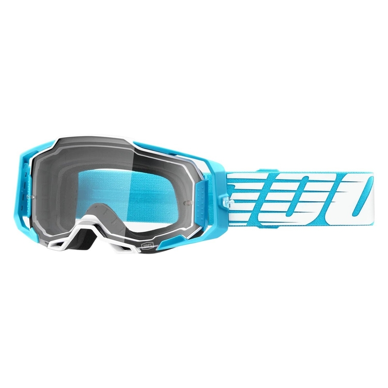 Motokrosové okuliare 100% ARMEGA Oversized Sky tyrkysové (číre plexi)