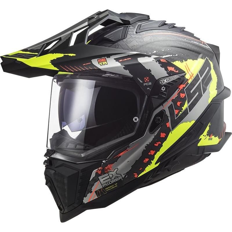 Enduro prilba LS2 MX701 Explorer C Extend čierno-šedo-fluo žltá