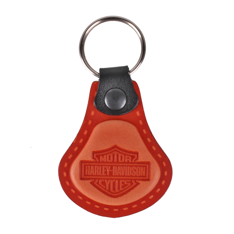 Kožený prívesok na kľúče Harley Davidson oranžový