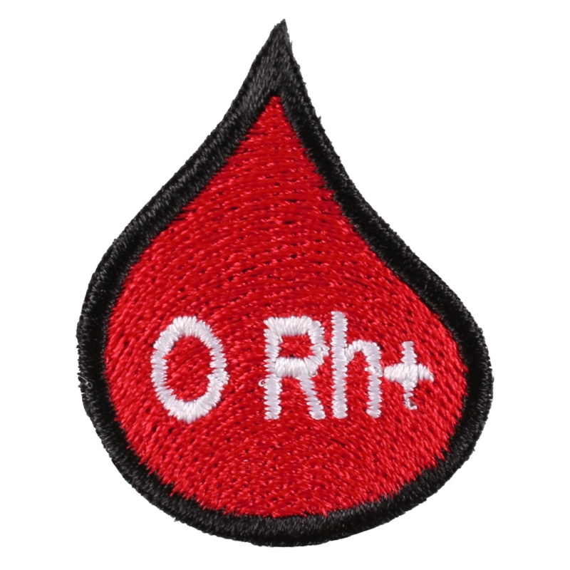 Nášivka s krvnou skupinou kvapka 0 Rh +