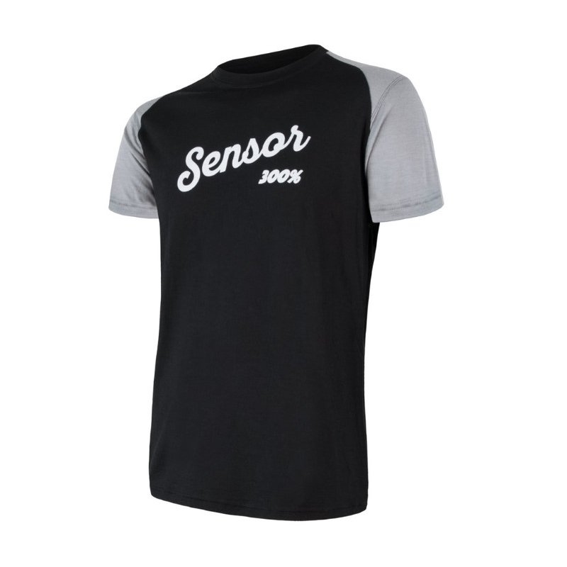 Pánske tričko Sensor Merino Active PT Logo čierno-sivé výpredaj
