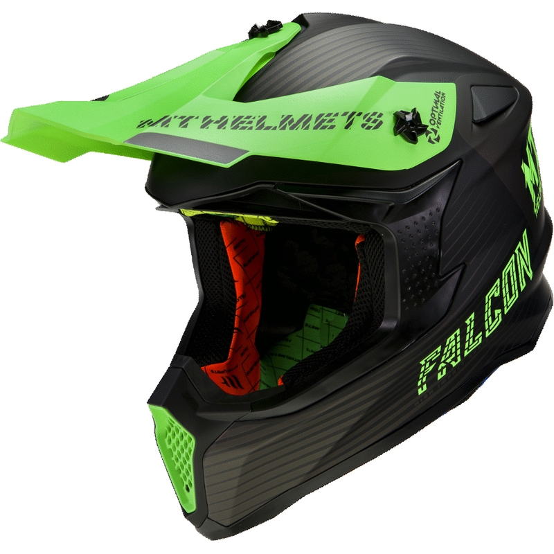 Motokrosová prilba MT Falcon System čierno-fluo zelená