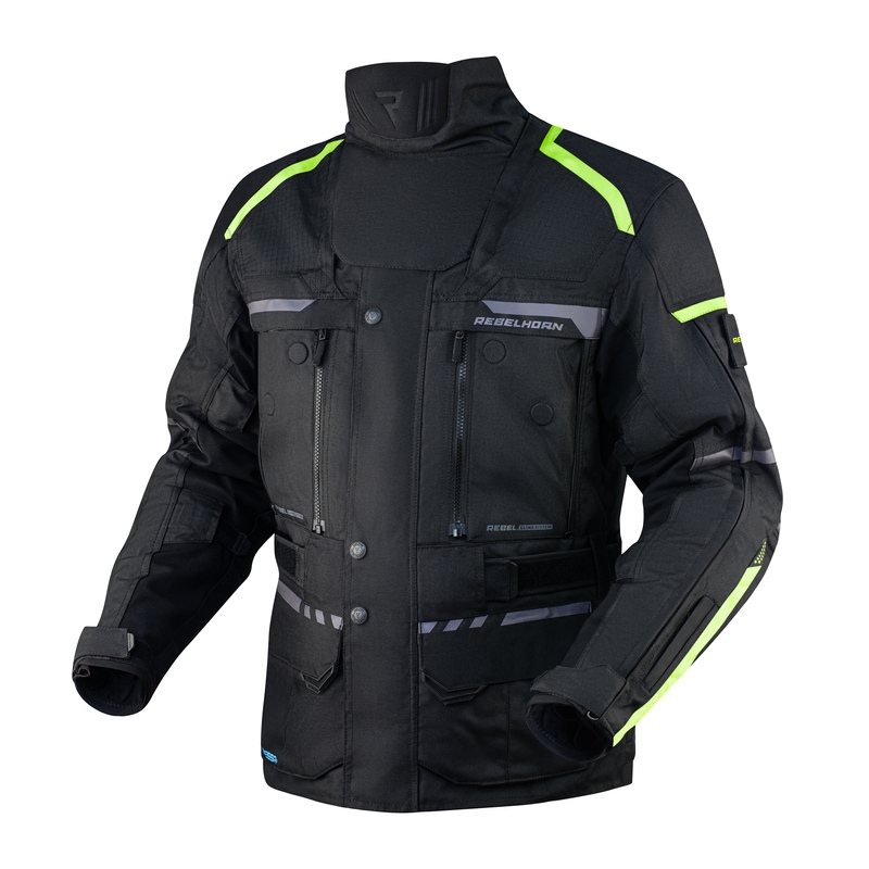 Bunda na motocykel Rebelhorn Cubby IV čierno-fluo žltá