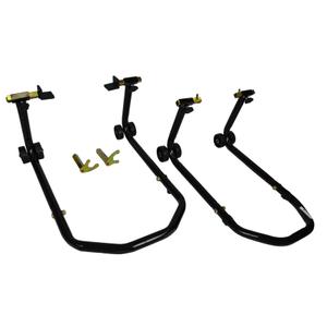 Sada motostojanů predné + zadné s kolieskami - čierny