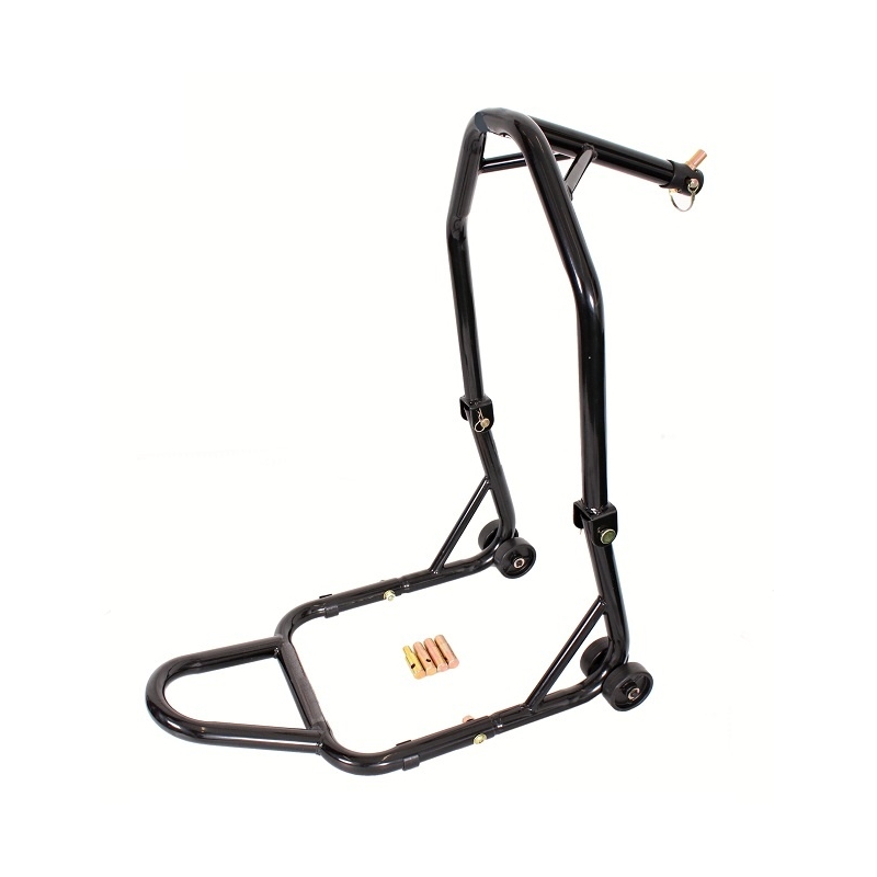 Moto stojan predné pod krk riadenia - černý s kolieskami