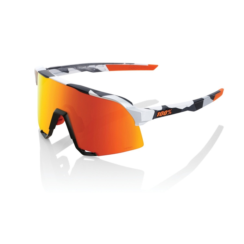 Slnečné okuliare 100% S3 Soft Tact Grey Camo oranžovo-čierno-biele (červené chróm sklo)