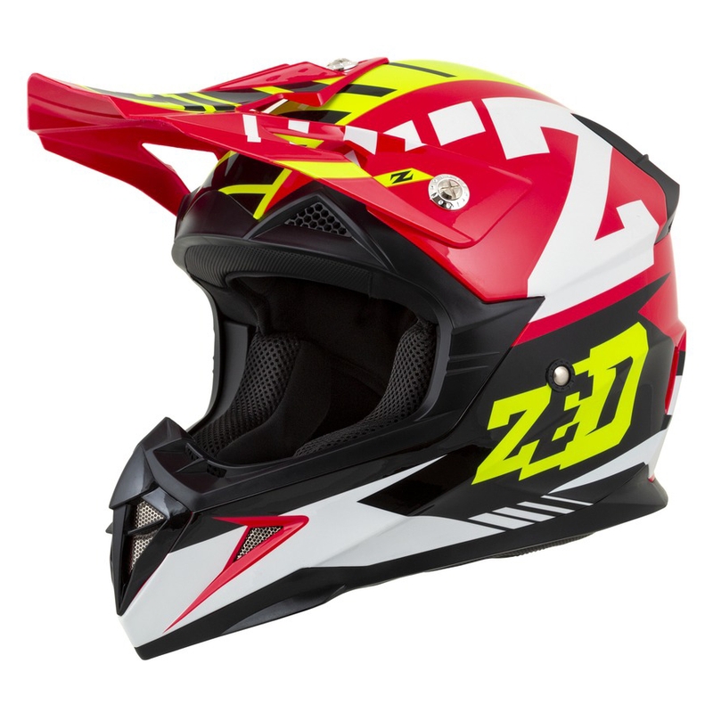 Detská motokrosová prilba ZED X1.9D červeno-fluo žlto-čierno-biela