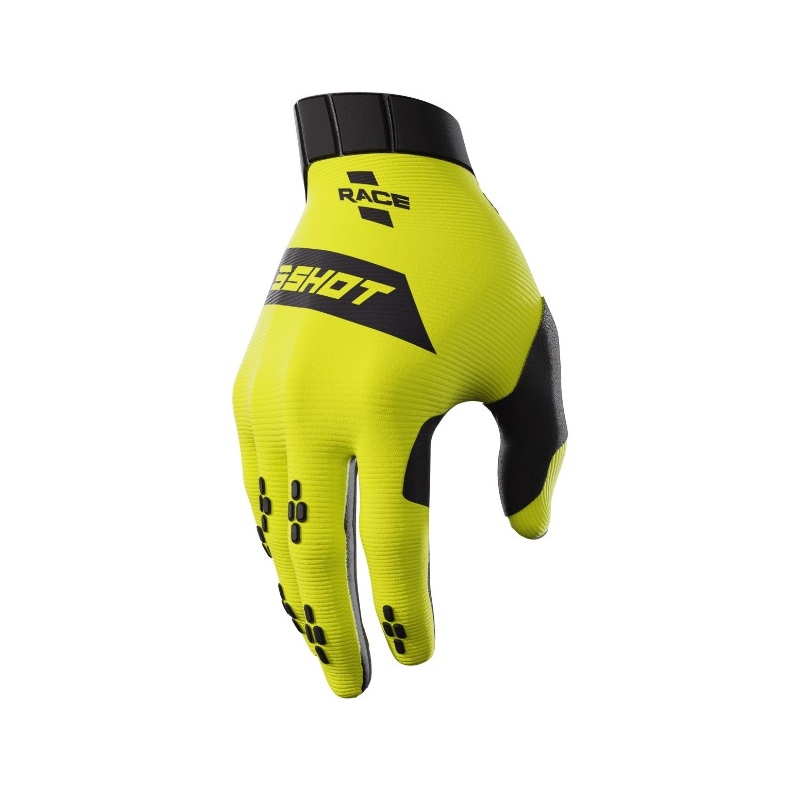 Motokrosové rukavice Shot Race čierno-fluo žlté výpredaj
