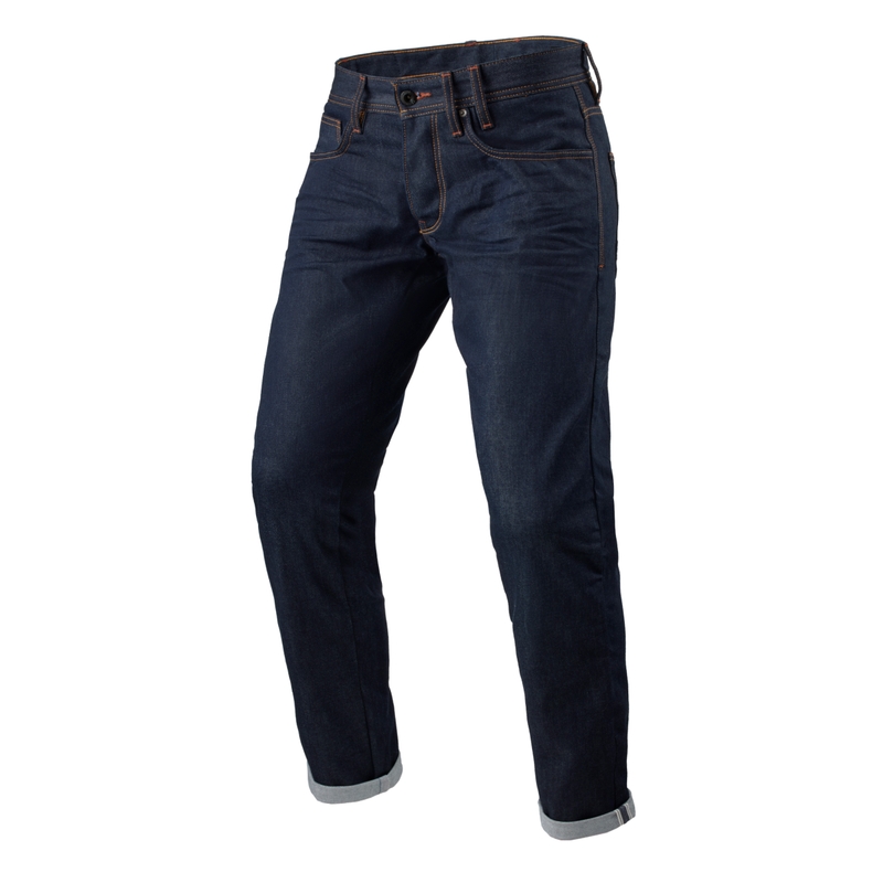Predĺžené jeansy na motocykel Revit Lewis Selvedge TF tmavo modré