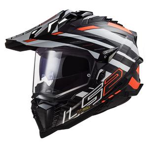Enduro prilba LS2 MX701 Explorer C Edge 06 čierno-sivo-fluo oranžová