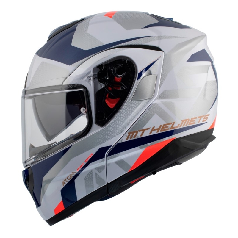 Vyklápacia prilba na motocykel MT Atom SV Skill A0 bielo-modrá výpredaj