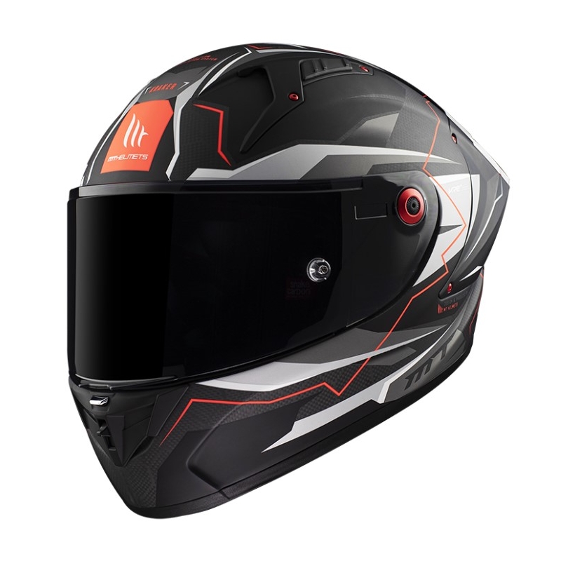 Integrálna prilba na motocykel MT KRE+ Carbon Kraker C5 červeno-sivo-čierná