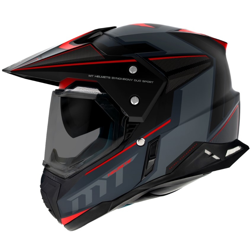 Enduro prilba MT Synchrony Duo Sport SV Patrol B5 čierno-sivo-červená